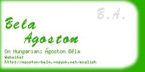 bela agoston business card
